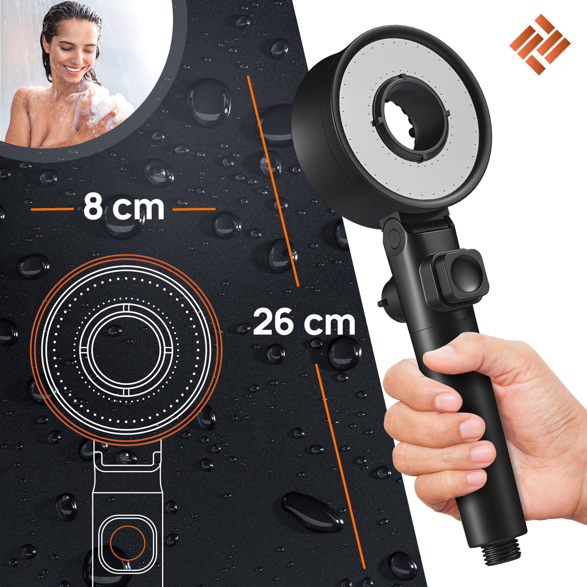 POWERLAP® Duschkopf (Matt- Schwarz)